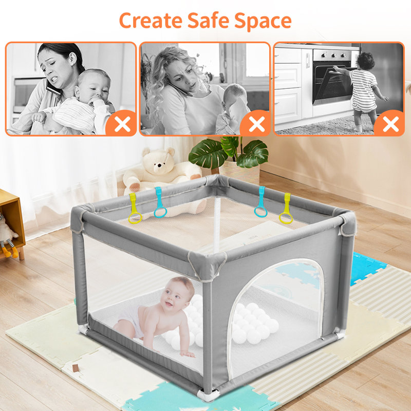 Tooca Anti Fall Baby Playpen Play Yards for Indoor Outdoor with Breathable Mesh Wayfair Canada